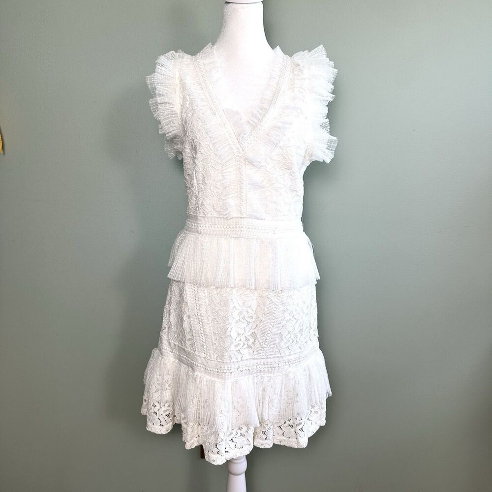 Adelyn Rae Lace Mini Dress Womens Small White Boho Romantic Coastal Cowgirl